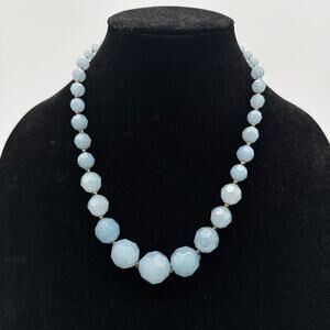 Blue Lucite vintage necklace￼17” Bronze extender chain - vintage Faceted Round